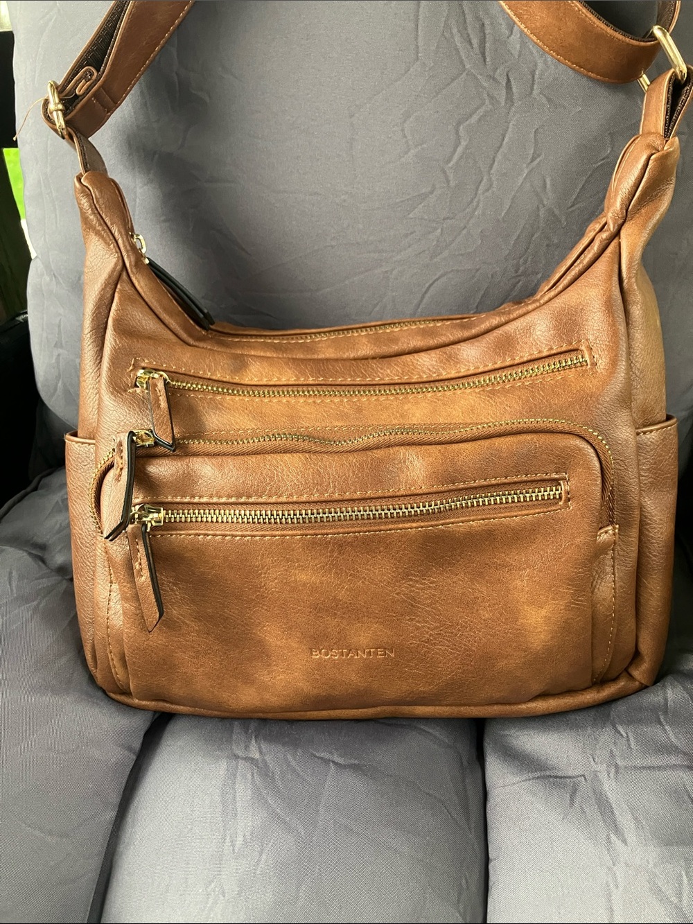 Bostanten Brown Leather Shoulder Bag